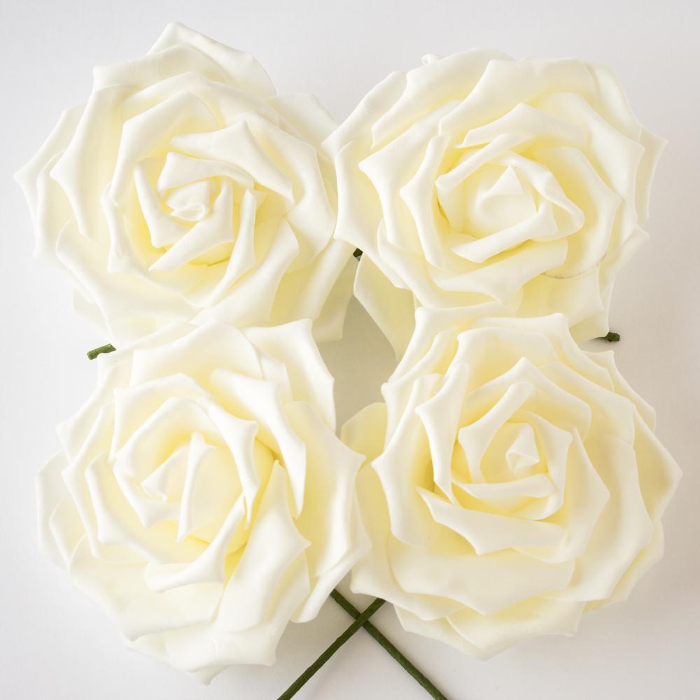 8-Inch Ivory Garden Rose Foam Flower Backdrop Wall Decor, 3D Premade (4-PACK)  for Weddings, Photo Shoots, Birthday Parties and more - AsianImportStore.com - B2B Wholesale Lighting and Decor