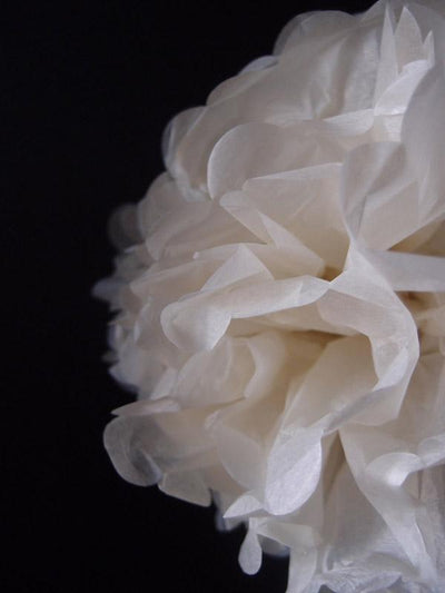 (Discontinued) (100 PACK) EZ-Fluff 8" Beige Tissue Paper Pom Pom Flowers, Hanging Decorations
