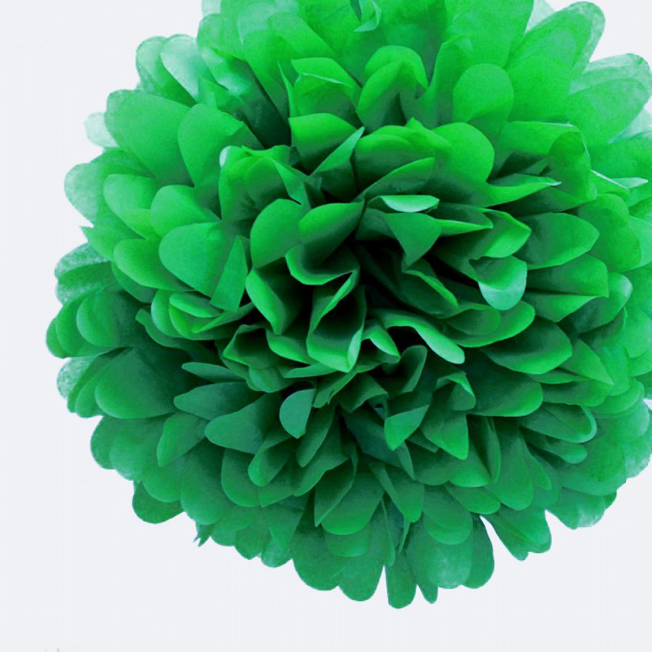 (Discontinued) (100 PACK) EZ-Fluff 8" Dark Green Tissue Paper Pom Pom Flowers, Hanging Decorations