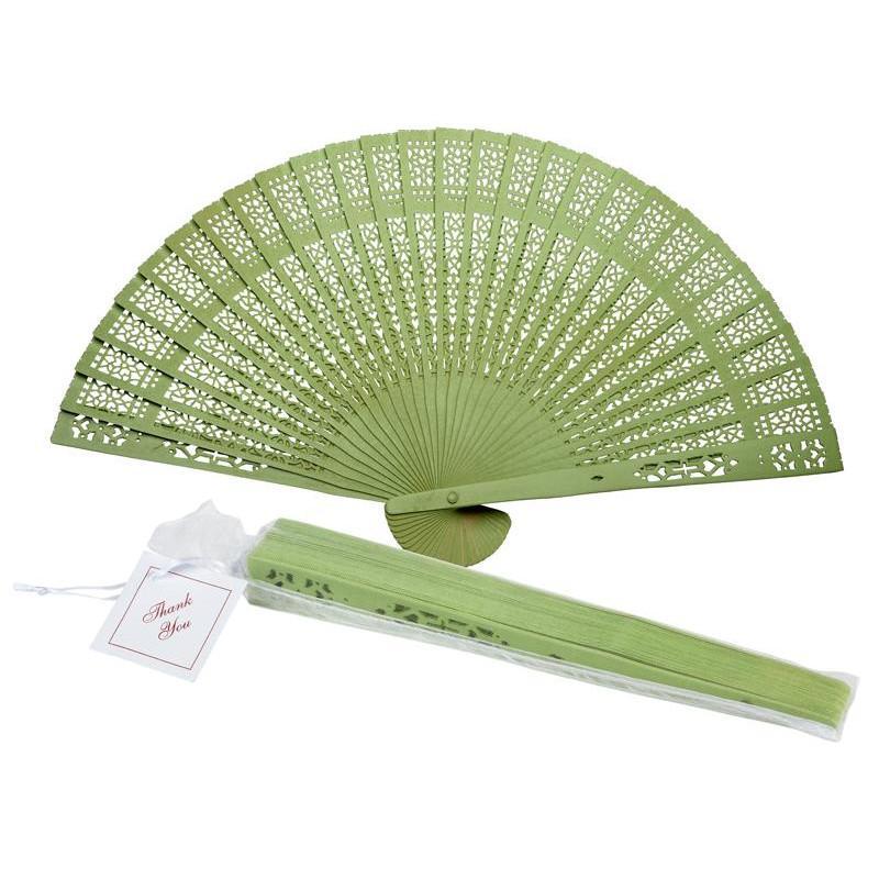 8" Grass Greenery Wood Panel Hand Fan w/ Organza Bag for Weddings (100 PACK) - AsianImportStore.com - B2B Wholesale Lighting and Décor