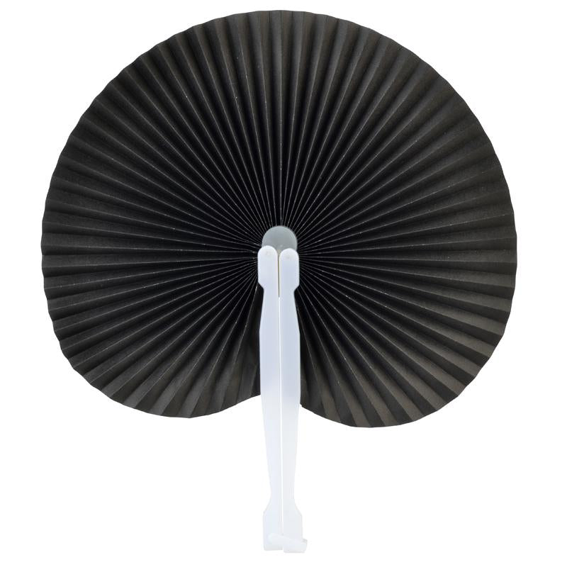 (Discontinued) (100 PACK) 9" Black Accordion Paper Hand Fan for Weddings