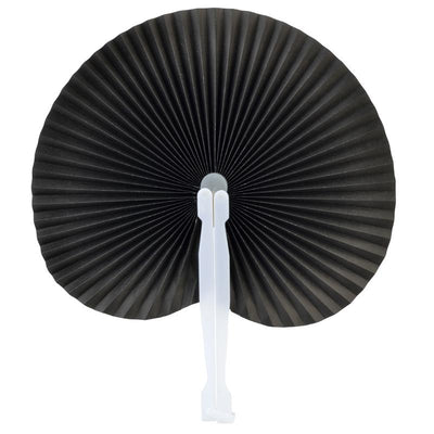 (Discontinued) (100 PACK) 9" Black Accordion Paper Hand Fan for Weddings
