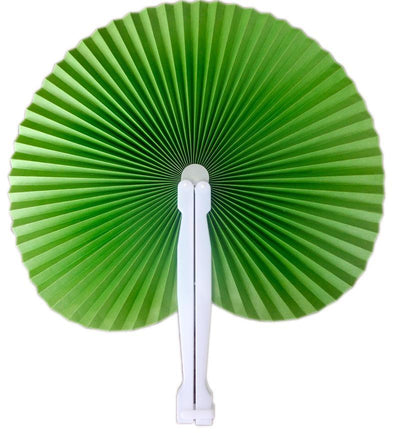 (Discontinued) (100 PACK) 9" Green Accordion Paper Hand Fan for Weddings