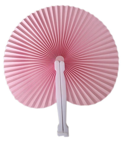 (Discontinued) (100 PACK) 9" Pink Accordion Paper Hand Fan for Weddings