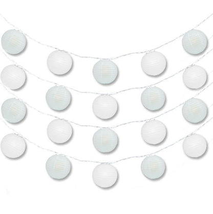 16-FT, 20x Paper Lantern Party String Lights Set (4" Arctic Spa Blue and White Lanterns) - AsianImportStore.com - B2B Wholesale Lighting & Decor since 2002
