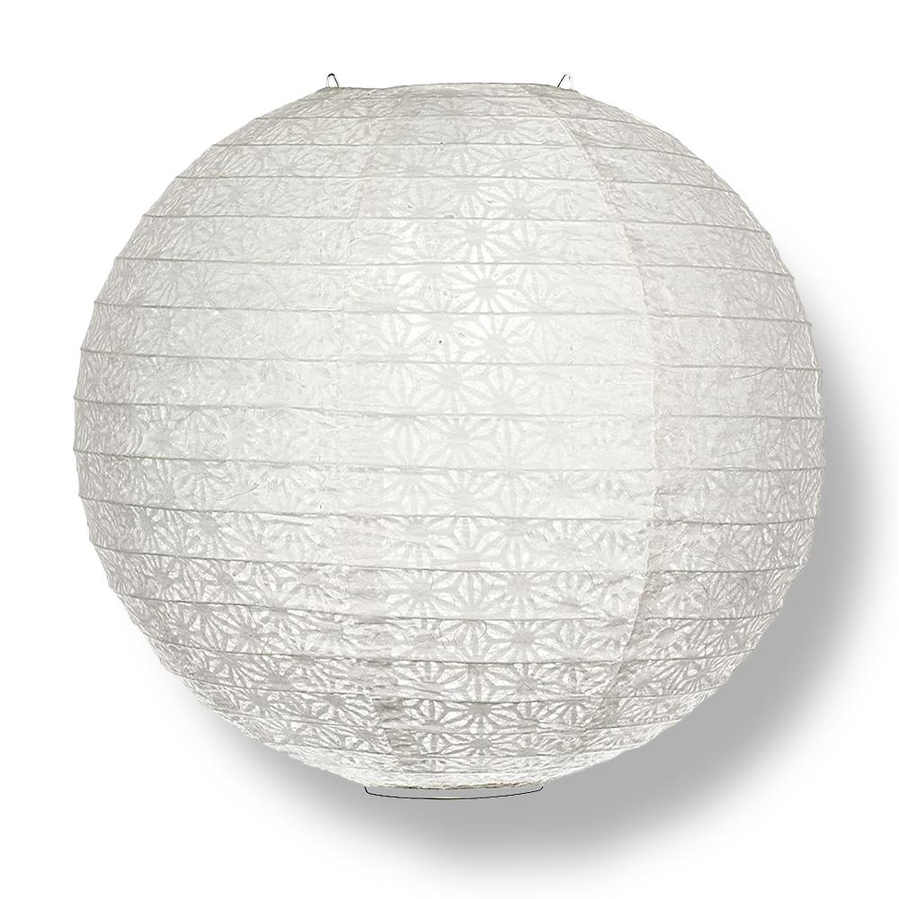12" White Daisy Japanese Kozo Unryu Fibrous Paper Lantern Shade, Hanging Decoration - AsianImportStore.com - B2B Wholesale Lighting and Decor