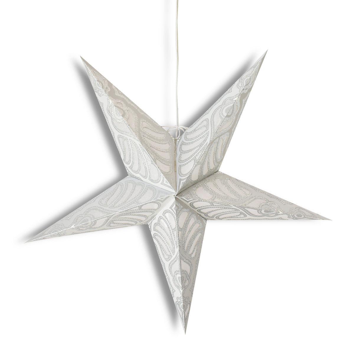 24" Silver Parrot Glitter Paper Star Lantern, Hanging Wedding & Party Decoration - AsianImportStore.com - B2B Wholesale Lighting and Decor