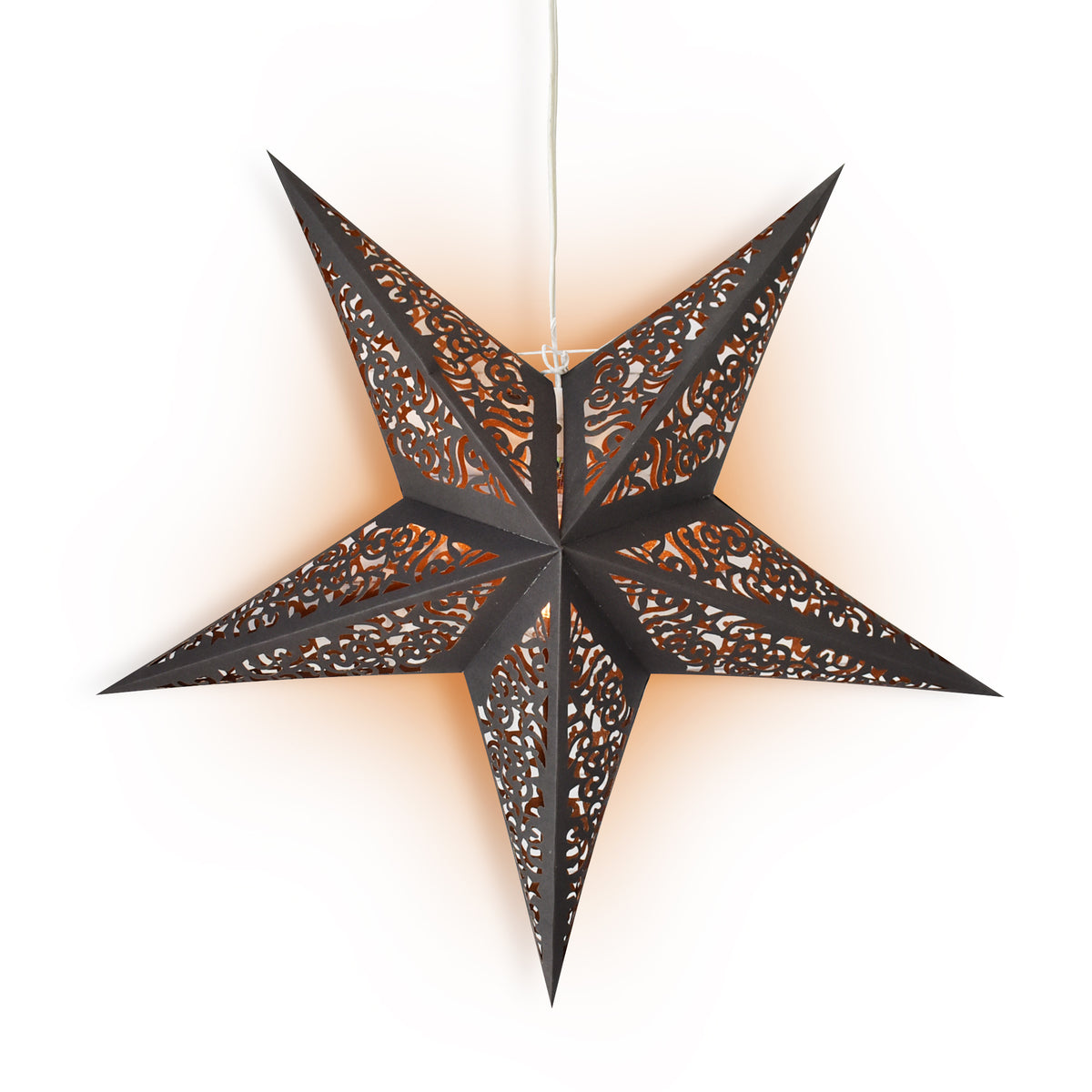 24" Black / Gold Moroccan Glitter Paper Star Lantern, Hanging Wedding & Party Decoration - AsianImportStore.com - B2B Wholesale Lighting and Decor