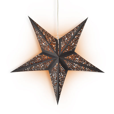 24" Black / Gold Moroccan Glitter Paper Star Lantern, Hanging Wedding & Party Decoration - AsianImportStore.com - B2B Wholesale Lighting and Decor