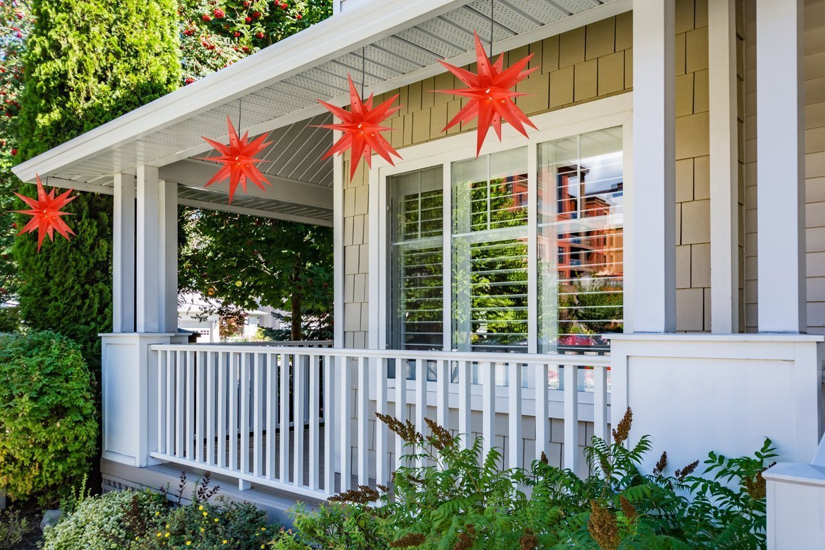 30" Red Weatherproof Moravian Star Lantern Lamp, Hanging Decoration - AsianImportStore.com - B2B Wholesale Lighting & Décor since 2002.
