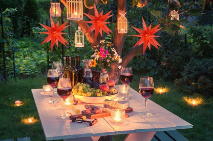 30" Red Weatherproof Moravian Star Lantern Lamp, Hanging Decoration - AsianImportStore.com - B2B Wholesale Lighting & Décor since 2002.
