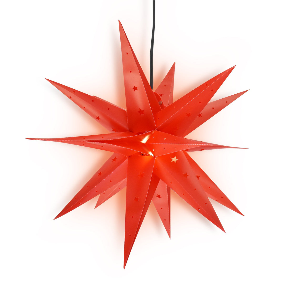 23" Red Moravian Weatherproof Star Lantern Lamp, Multi-Point Hanging Decoration (Shade Only)