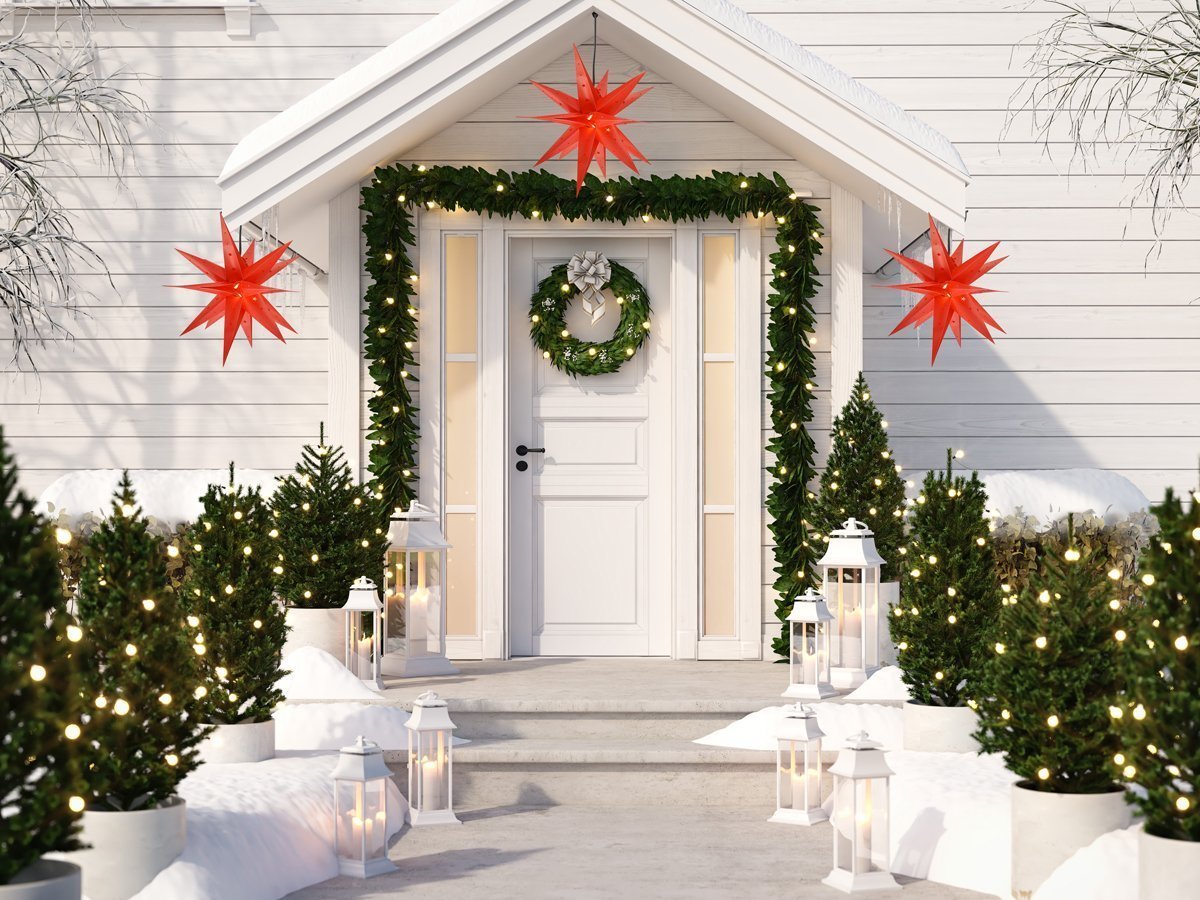 30" Red Weatherproof Moravian Star Lantern Lamp, Hanging Decoration - AsianImportStore.com - B2B Wholesale Lighting & Décor since 2002.