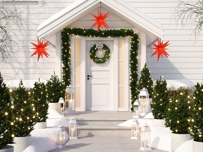 30" Red Weatherproof Moravian Star Lantern Lamp, Hanging Decoration - AsianImportStore.com - B2B Wholesale Lighting & Décor since 2002.