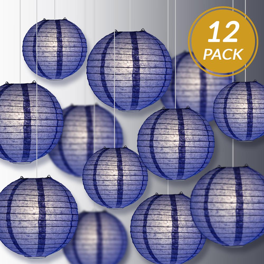12-PC Astra Blue / Very Periwinkle Paper Lantern Chinese Hanging Wedding & Party Assorted Decoration Set, 12/10/8-Inch - AsianImportStore.com - B2B Wholesale Lighting and Decor