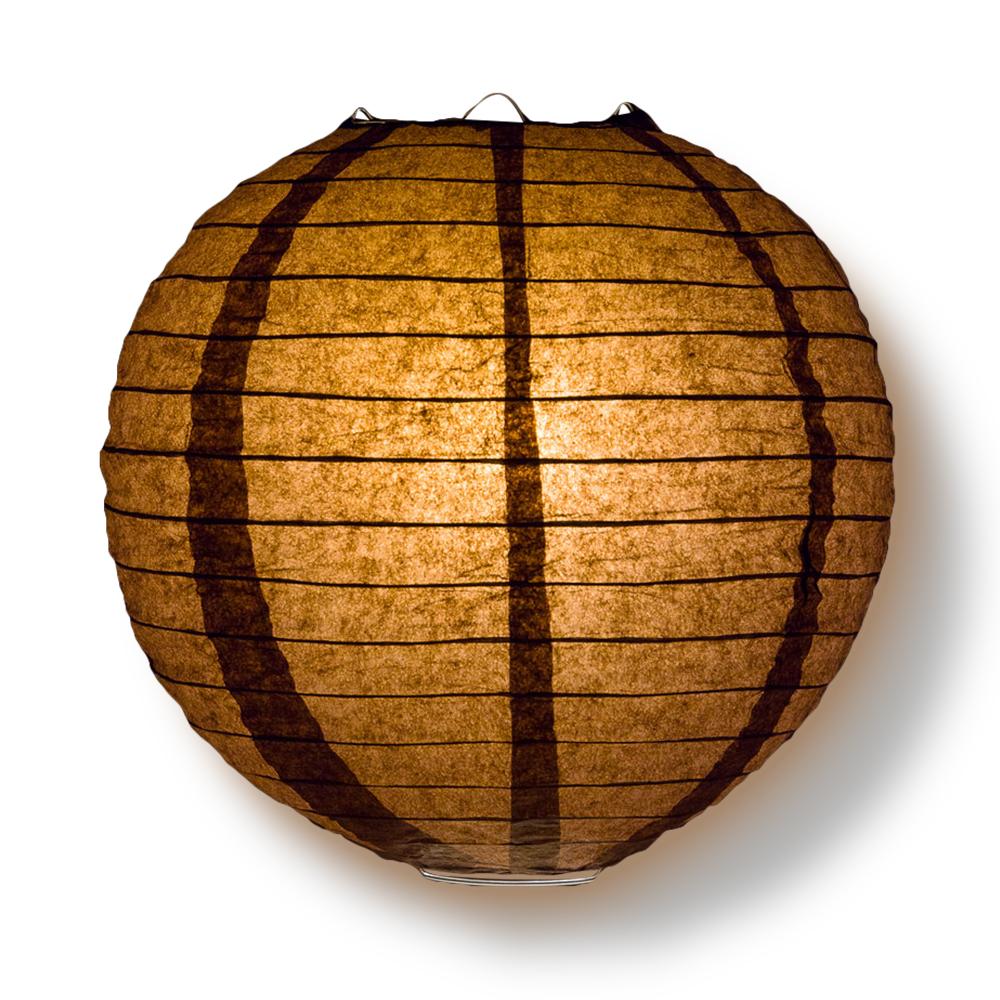 Decorative Paper Lantern - (Single, 18-Inch, Brown, Even Ribbing) Round Paper Lantern - Ideal Wedding and Party Decor Home Accent - AsianImportStore.com - B2B Wholesale Lighting and Decor