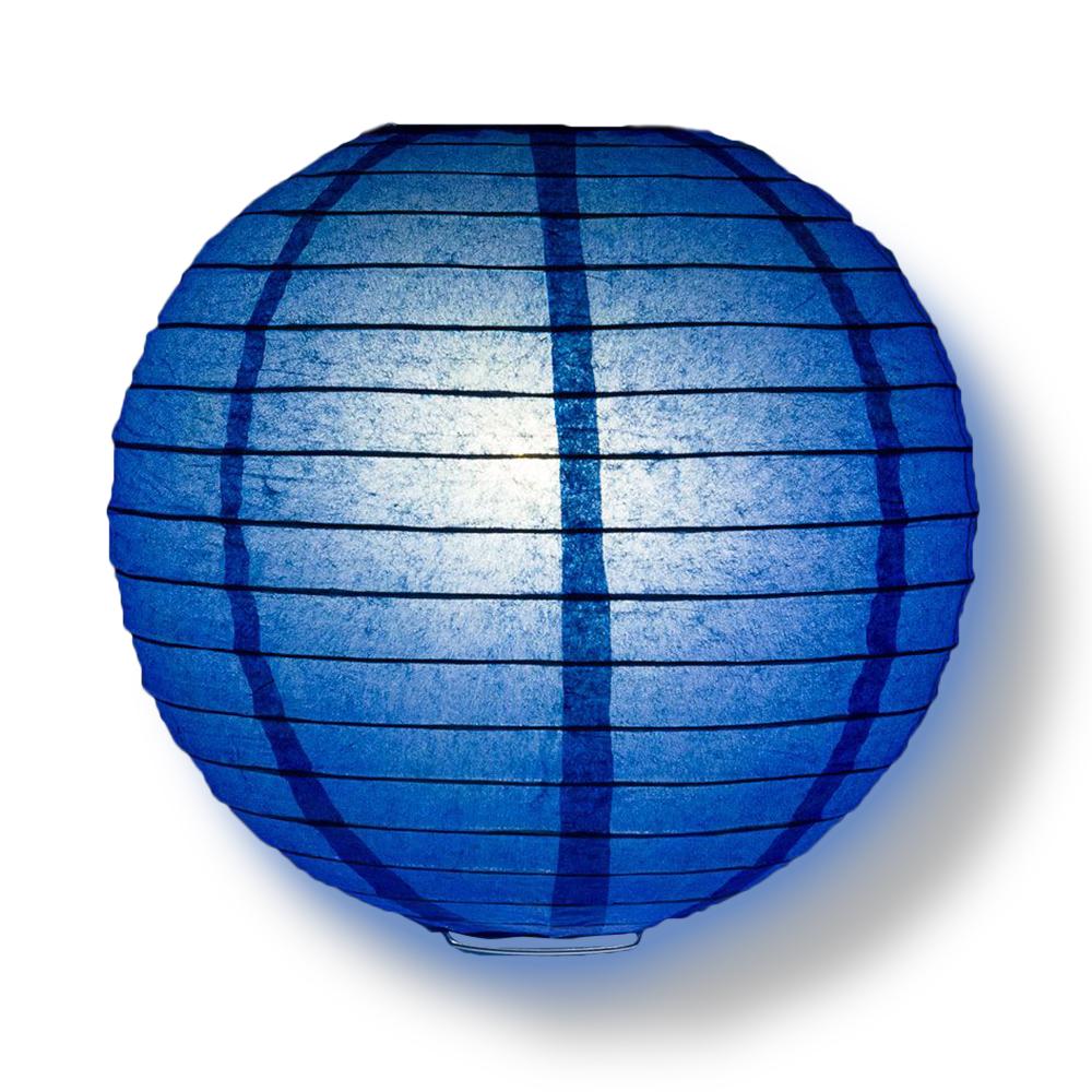 4" Dark Blue Round Paper Lantern, Even Ribbing, Hanging Decoration (10 PACK) - AsianImportStore.com - B2B Wholesale Lighting and Decor