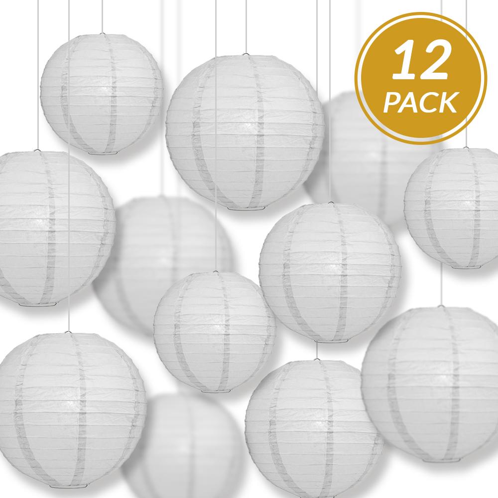 12-PC Gray / Grey Paper Lantern Chinese Hanging Wedding & Party Assorted Decoration Set, 12/10/8-Inch - AsianImportStore.com - B2B Wholesale Lighting and Decor