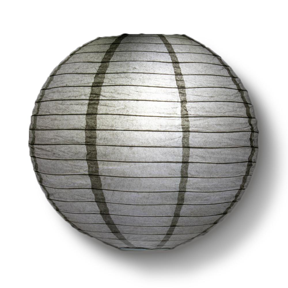 4" Driftwood Grey Round Paper Lantern, Even Ribbing, Hanging Decoration (10 PACK) - AsianImportStore.com - B2B Wholesale Lighting and Decor