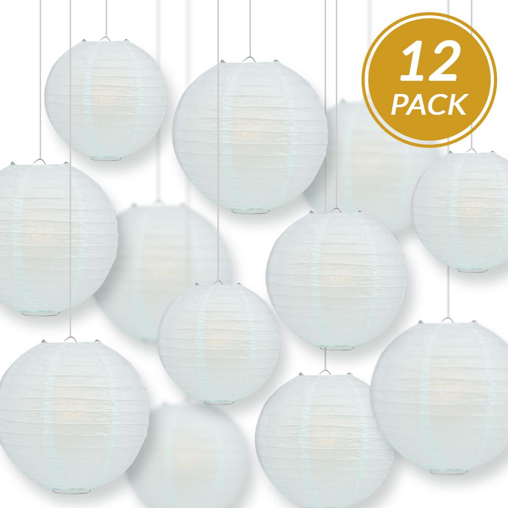 12-PC Arctic Spa Blue Paper Lantern Chinese Hanging Wedding & Party Assorted Decoration Set, 12/10/8-Inch - AsianImportStore.com - B2B Wholesale Lighting and Decor