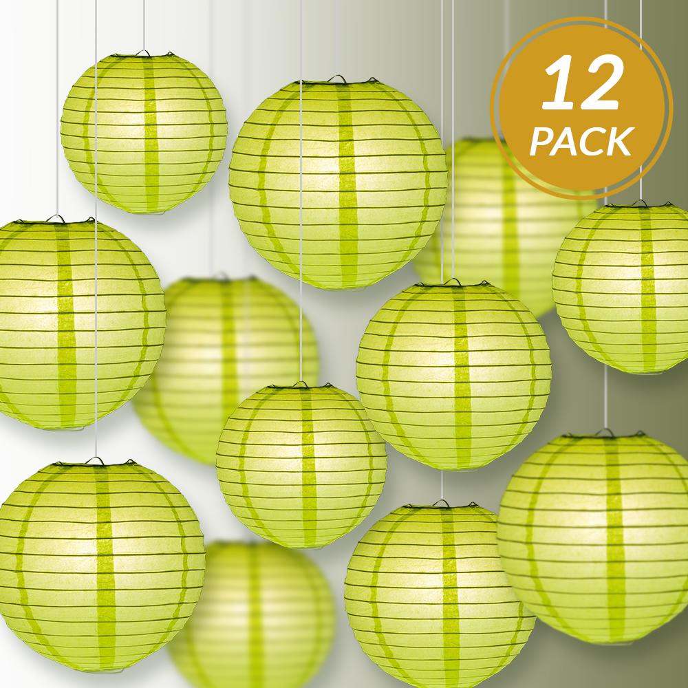 12-PC Light Lime Green Paper Lantern Chinese Hanging Wedding & Party Assorted Decoration Set, 12/10/8-Inch - AsianImportStore.com - B2B Wholesale Lighting and Decor