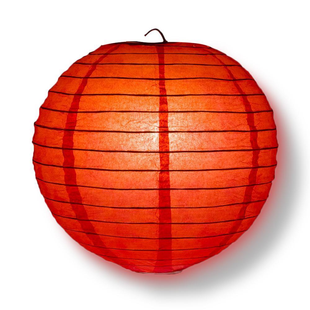 8/12/16" Red Round Paper Lanterns, Even Ribbing (3-Pack Cluster) - AsianImportStore.com - B2B Wholesale Lighting & Decor since 2002