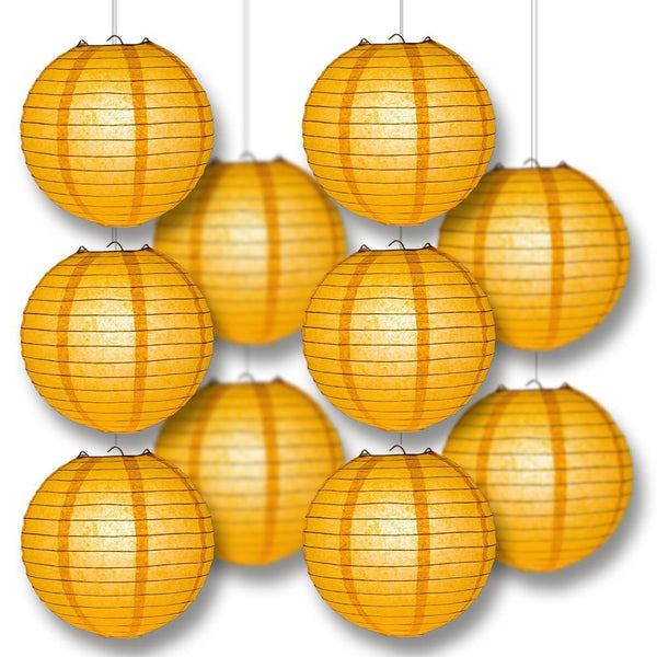 12" Papaya Round Paper Lantern, Even Ribbing, Chinese Hanging Wedding & Party Decoration - AsianImportStore.com - B2B Wholesale Lighting and Decor