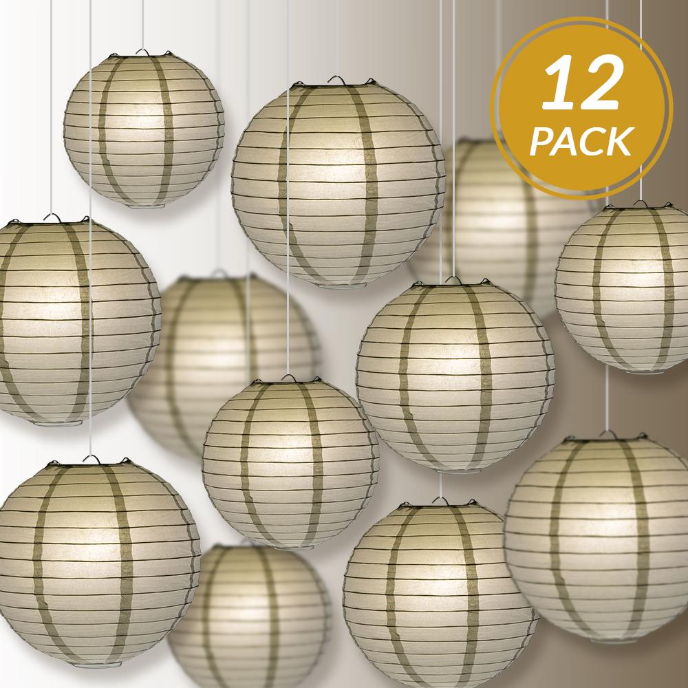 12-PC Silver Paper Lantern Chinese Hanging Wedding & Party Assorted Decoration Set, 12/10/8-Inch - AsianImportStore.com - B2B Wholesale Lighting and Decor