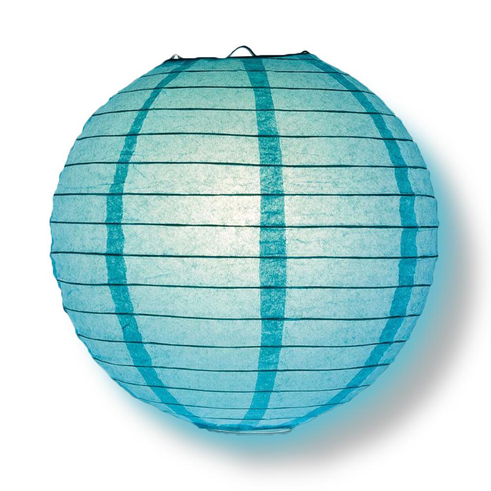 8/12/16" Water Blue Round Paper Lanterns, Even Ribbing (3-Pack Cluster) - AsianImportStore.com - B2B Wholesale Lighting and Decor