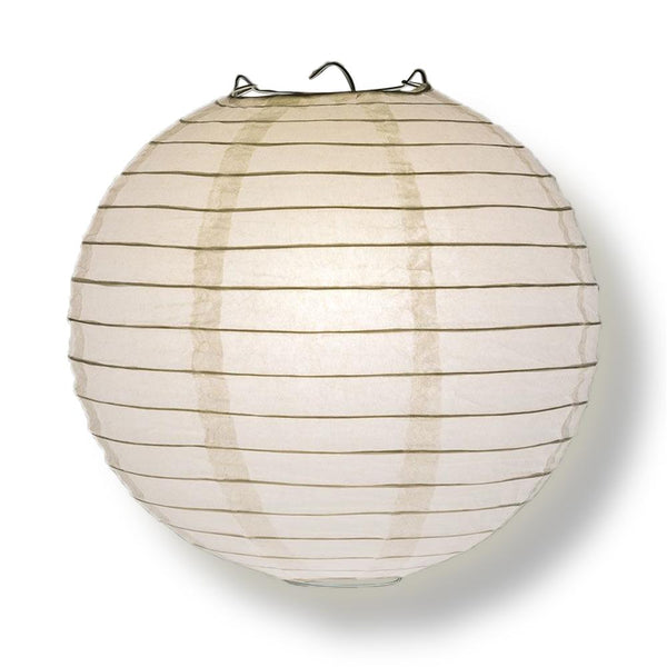 16" White Round Paper Lantern, Even Ribbing, Chinese Hanging Wedding & Party Decoration - AsianImportStore.com - B2B Wholesale Lighting & Décor since 2002.