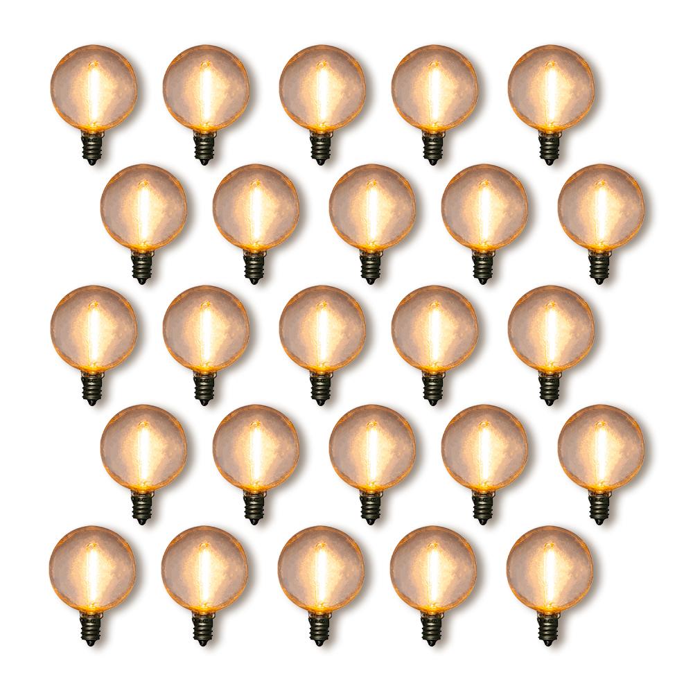 25-Pack LED Filament G50 Globe Shatterproof Light Bulb, Dimmable, 1W,  E12 Candelabra Base