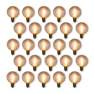 25-Pack LED Filament G50 Globe Shatterproof Light Bulb, Dimmable, 1W,  E12 Candelabra Base