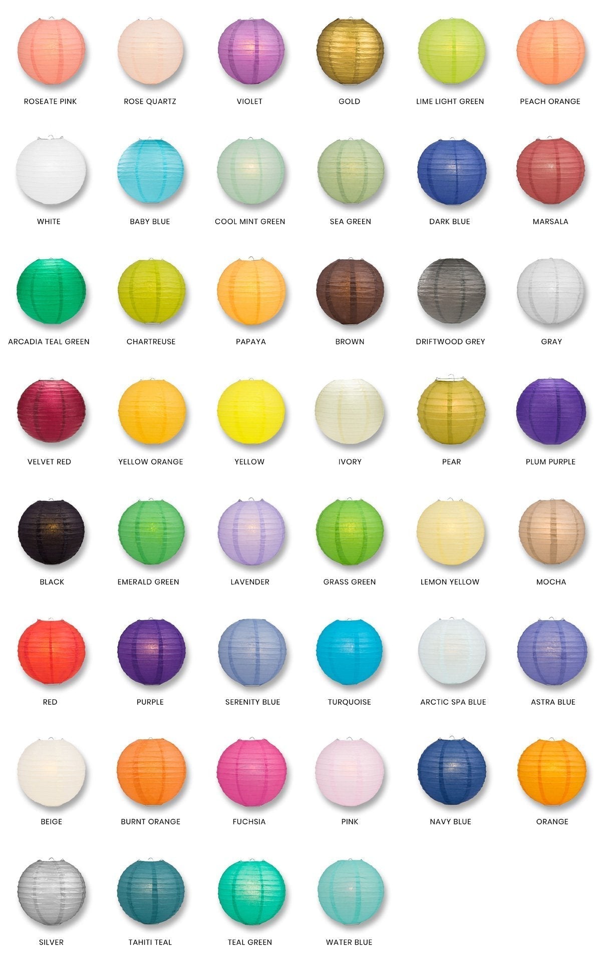 42" Even Ribbing Paper Lanterns - Door-2-Door - Various Colors Available (6-Pack Master Case, 60-Day Processing)