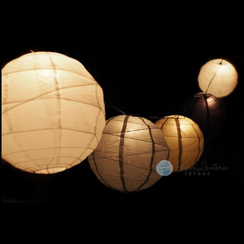 12" School Graduation Party Crisscross Ribbing Paper Lantern String Light Decoration COMBO Kit (31 FT) - AsianImportStore.com - B2B Wholesale Lighting & Decor since 2002