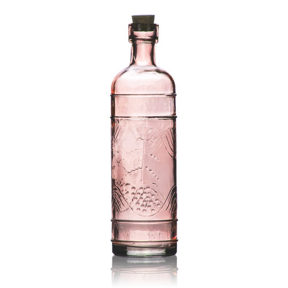 6.5" Mabel Pink Vintage Glass Bottle with Cork - DIY Wedding Flower & Bud Vases