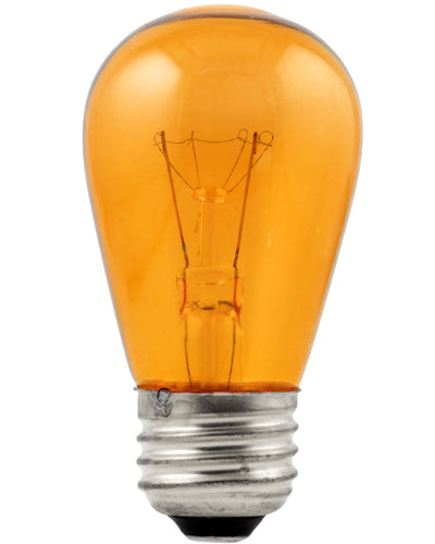 (Discontinued) Replacement Transparent Orange 11-Watt Incandescent S14 Sign Light Bulbs, E26 Medium Base (25 PACK)