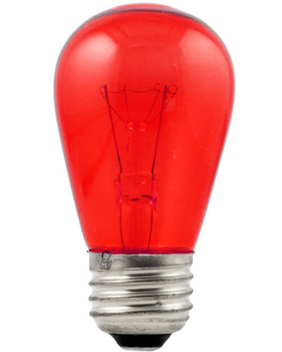 (Discontinued) Replacement Transparent Red 11-Watt Incandescent S14 Sign Light Bulbs, E26 Medium Base (25 PACK)