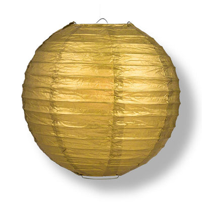 6" Gold Round Paper Lantern, Even Ribbing, Chinese Hanging Wedding & Party Decoration - AsianImportStore.com - B2B Wholesale Lighting and Decor
