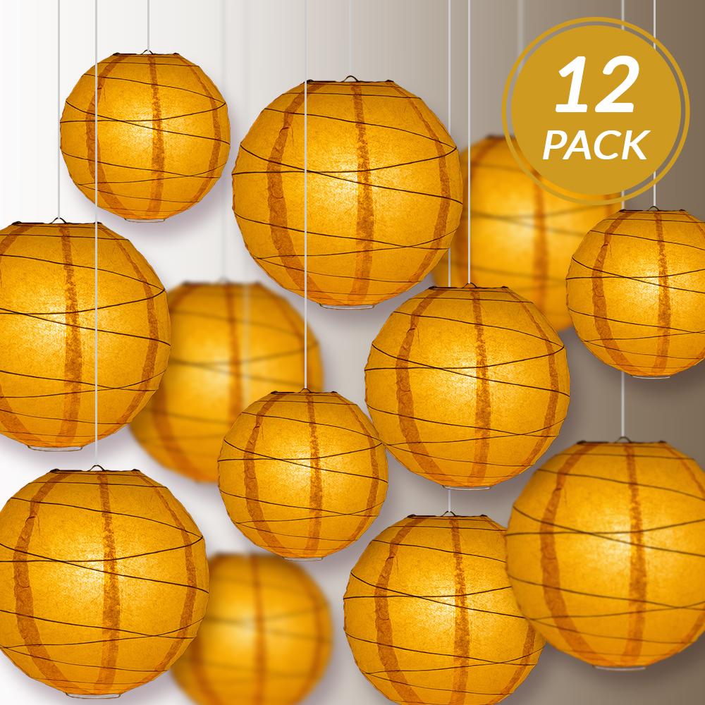 12-PC Orange Paper Lantern Chinese Hanging Wedding & Party Assorted Decoration Set, 12/10/8-Inch - AsianImportStore.com - B2B Wholesale Lighting and Decor
