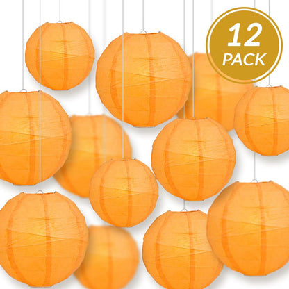 12-PC Orange Paper Lantern Chinese Hanging Wedding & Party Assorted Decoration Set, 12/10/8-Inch - AsianImportStore.com - B2B Wholesale Lighting and Decor