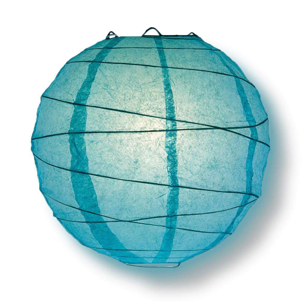 8/12/16" Water Blue Round Paper Lanterns, Irregular Ribbing (3-Pack Cluster) - AsianImportStore.com - B2B Wholesale Lighting and Decor