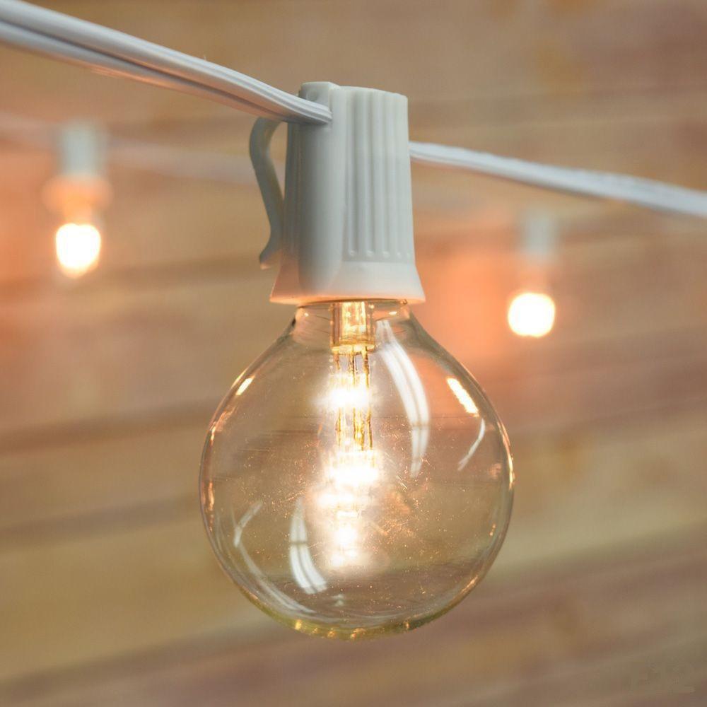 28 FT Shatterproof Light Bulb LED Outdoor Patio String Light Set, 25 Socket E12 C7 Base, White Cord - AsianImportStore.com - B2B Wholesale Lighting & Decor since 2002