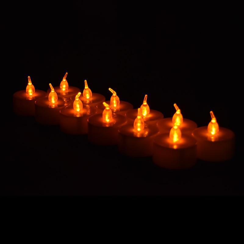 Amber Orange LED Battery Operated Flameless Tea Light - White Color Candles (108 PACK) - AsianImportStore.com - B2B Wholesale Lighting and Décor