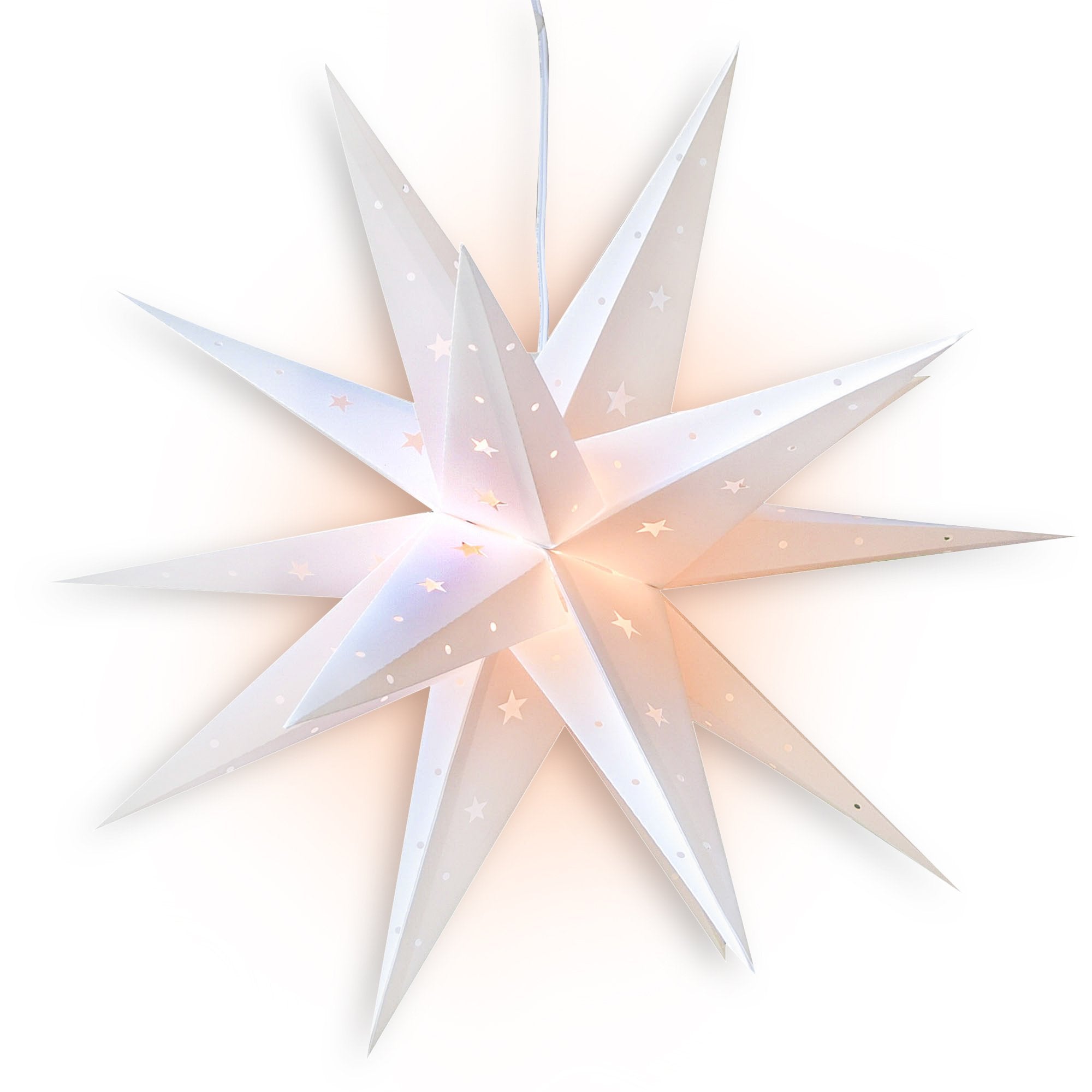 23" White Moravian Weatherproof Star Lantern Lamp, Multi-Point Hanging Decoration (Shade Only)