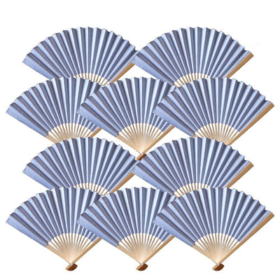 9" Silver Paper Hand Fans for Weddings, Premium Paper Stock (10 Pack)