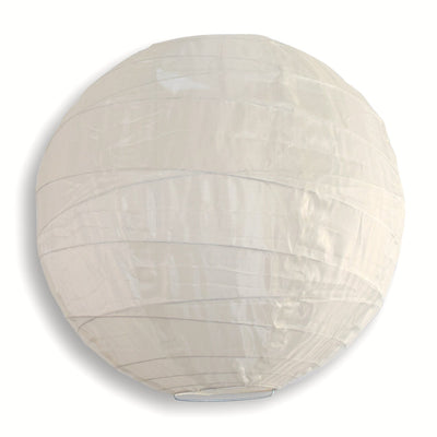 14" Irregular Ribbed Beige / Ivory Shimmering Nylon Lantern, Durable, Hanging