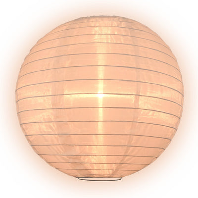 30" Beige Jumbo Shimmering Nylon Lantern, Even Ribbing, Durable, Dry Outdoor Hanging Decoration