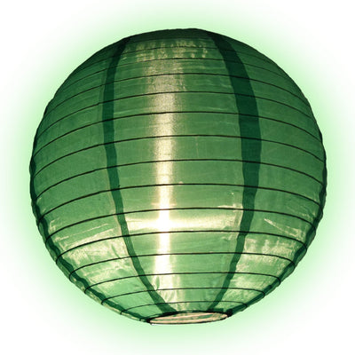 30" Emerald Green Jumbo Shimmering Nylon Lantern, Even Ribbing, Durable, Dry Outdoor Hanging Decoration