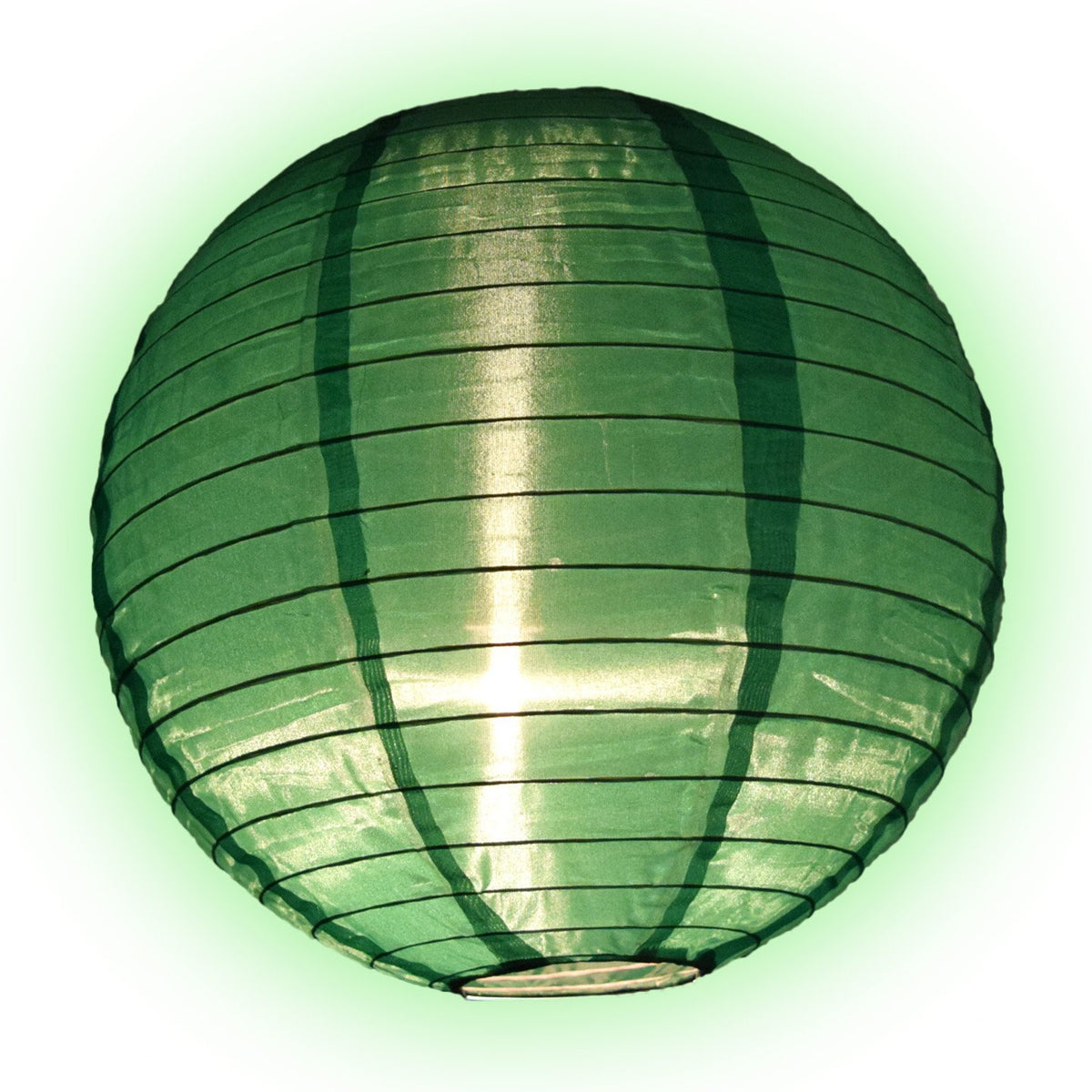 18" Emerald Green Shimmering Nylon Lantern, Even Ribbing, Durable, Hanging - AsianImportStore.com - B2B Wholesale Lighting & Décor since 2002.