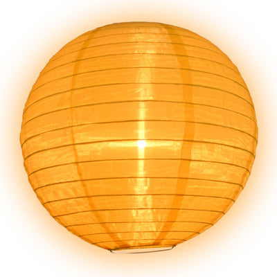 4 Inch Gold Round Shimmering Nylon Lanterns, Even Ribbing, Hanging (10-PACK) Decoration (String Light Sold Separately)